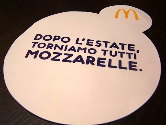 Lo slogan per il lancio di Mozzarillo