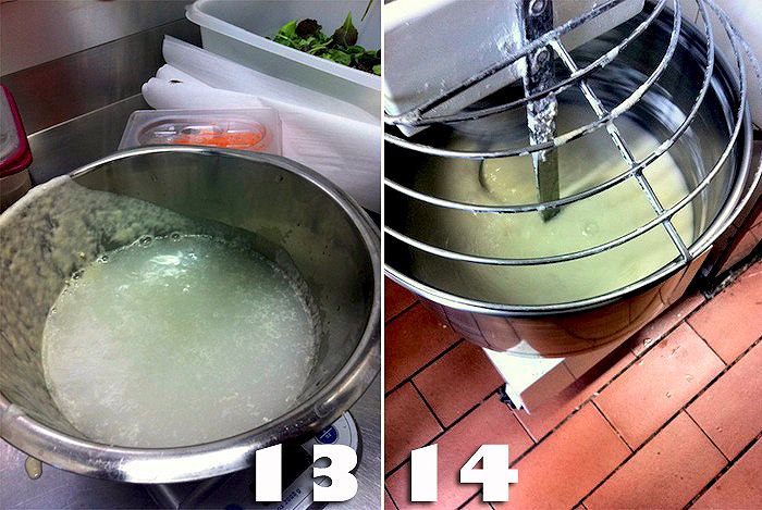 Pesare la manitoba a buratto e aggiungere a pioggia all’impastatrice