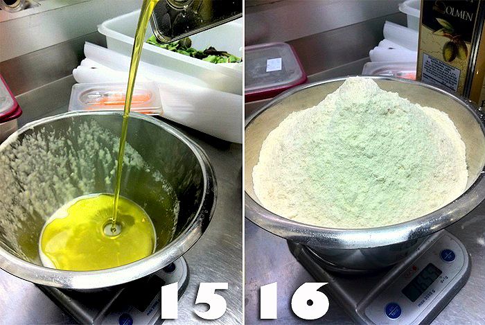Incorporare olio e farina dopo averli pesati