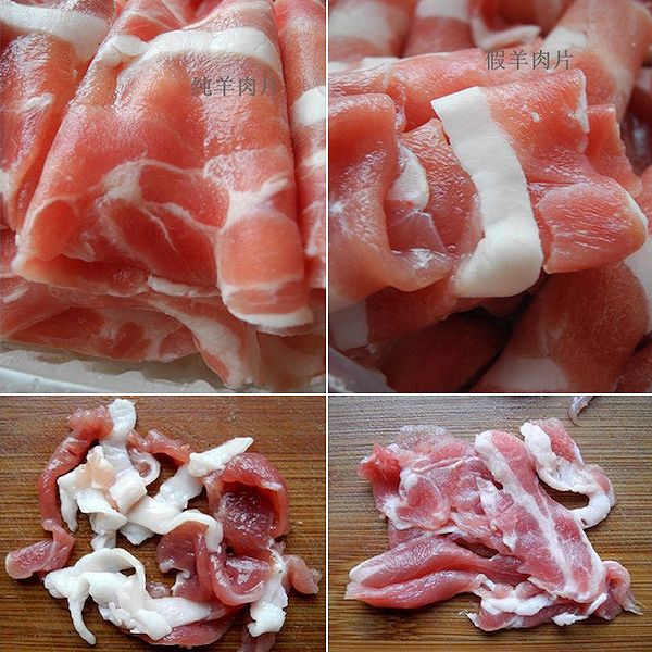 vera e finta carne di agnello in Cina