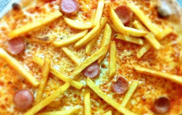 pizza, patate fritte