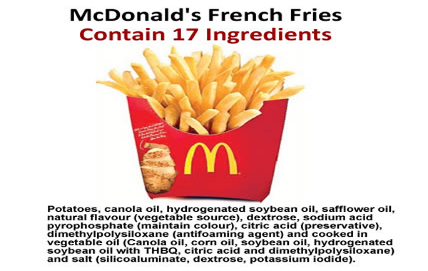 Nelle patate fritte McDonald’s ci sono 17 ingredienti. 17?