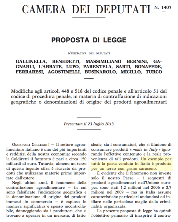 Proposta di legge, grano saraceno, Movimento 5 Stelle