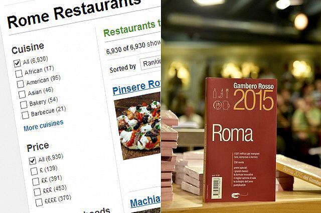 Guida dei ristoranti di Roma: fidarsi di TripAdvisor o del Gambero Rosso?