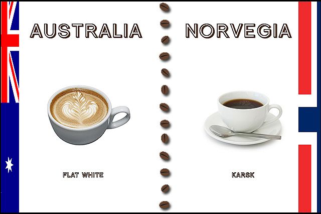 australia, norvegia, caffè, FLAT WHITE, KARSK