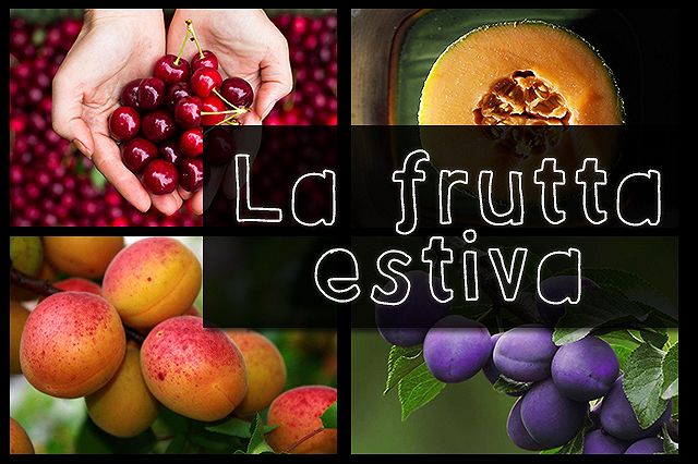 frutta, estiva, pesche, ciliegie, melone, susine