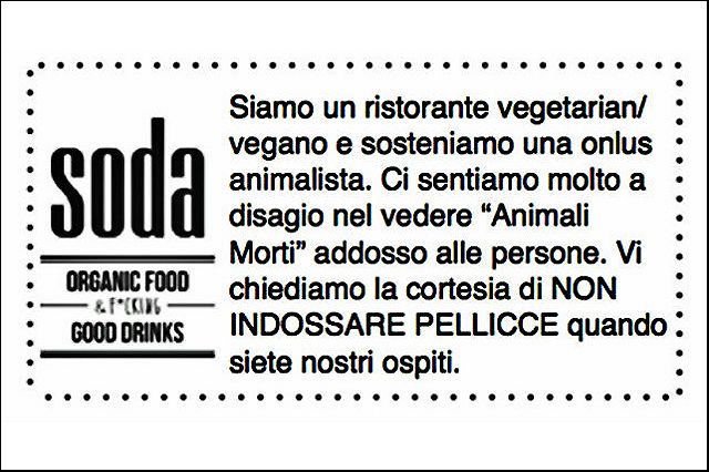 Ristorante vegetariano proibisce le pellicce