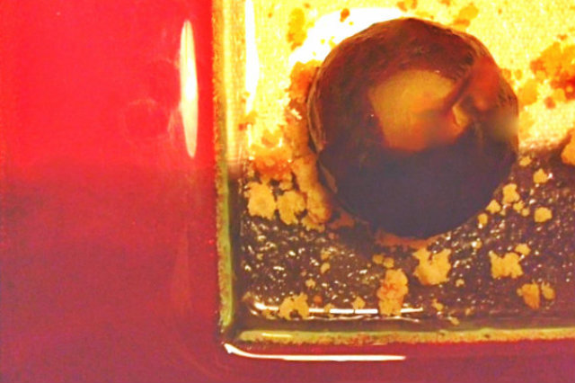pera glassata al cioccolato extrafondente con sbriciolata all'arancio