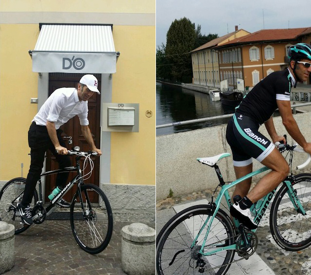 Davide Oldani in bicicletta