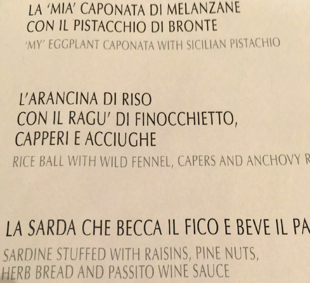 Menu filippo la mantia a Milano