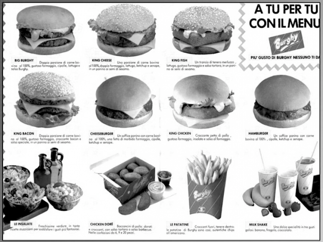Burghy, menu