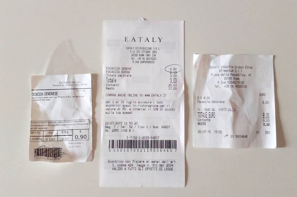 Eataly Esedra a Roma: focaccia genovese a 80 euro al chilo