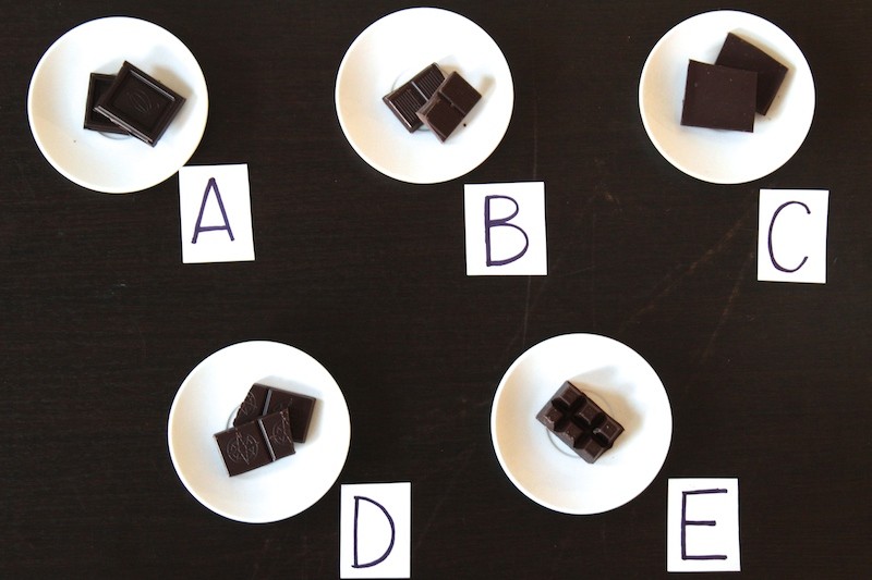 cioccolato fondente 70%, prova assaggio
