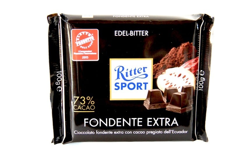 Ritter sport, cioccolato fondente 70%, prova assaggio