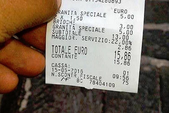granita a noto scontrino