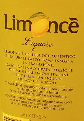 Limoncè , etichetta
