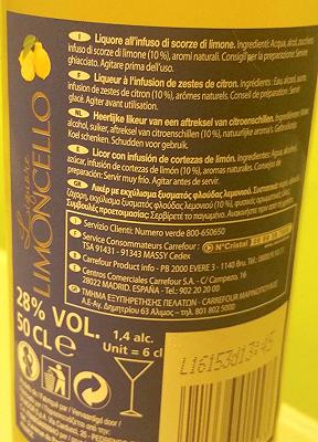 Liquore Limoncello Carrefour, etichetta