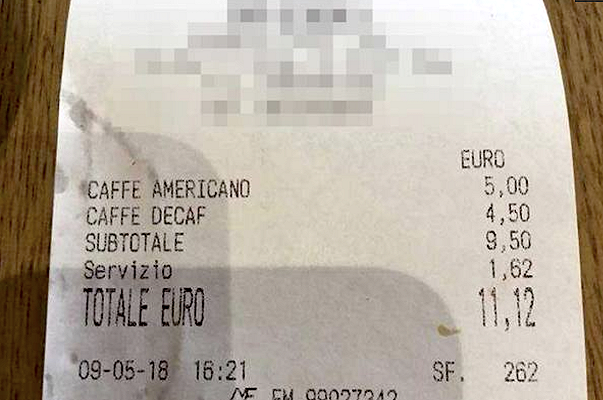 11,12 euro per due caffè: ma Roma che figura ci fa?