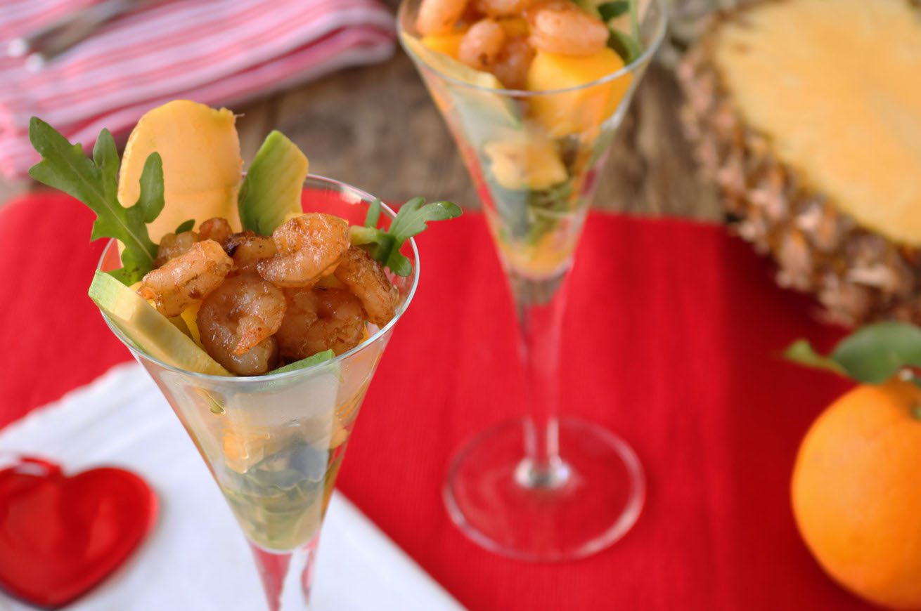 cocktail gamberi e frutta ricetta