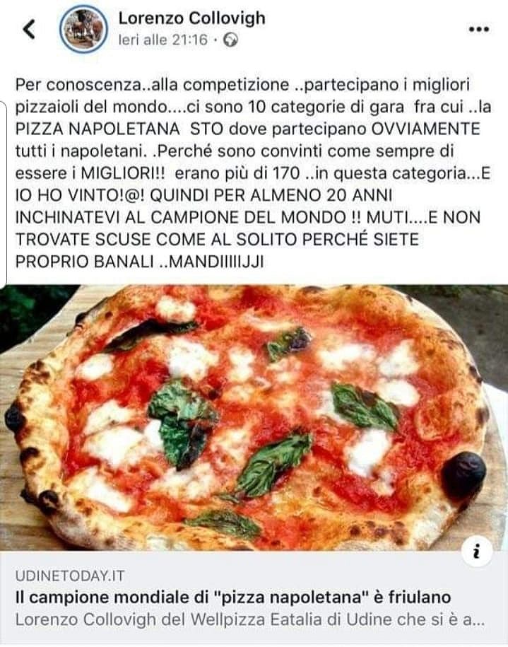 La vittoria di Collovigh; campionato mondiale della pizza
