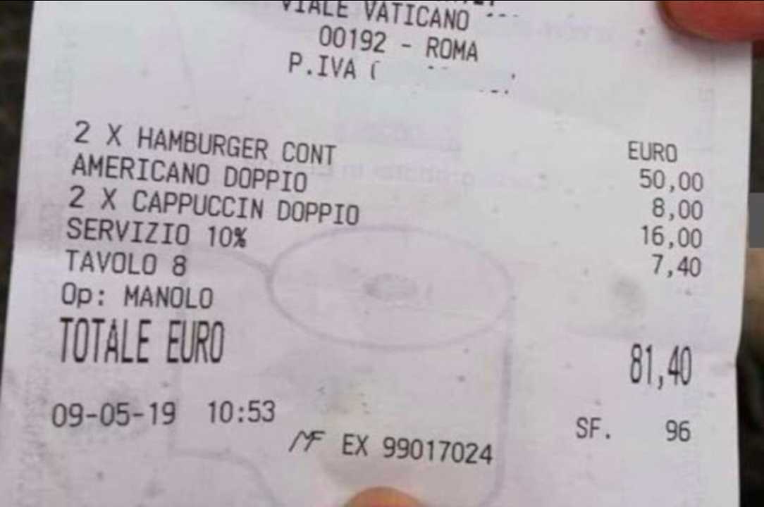 Scontrino spenna-turisti a Roma: 81 euro, ma per cosa?