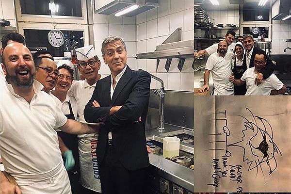 George Clooney a Venezia al ristorante da Ivo in San Marco: va in cucina con gli chef