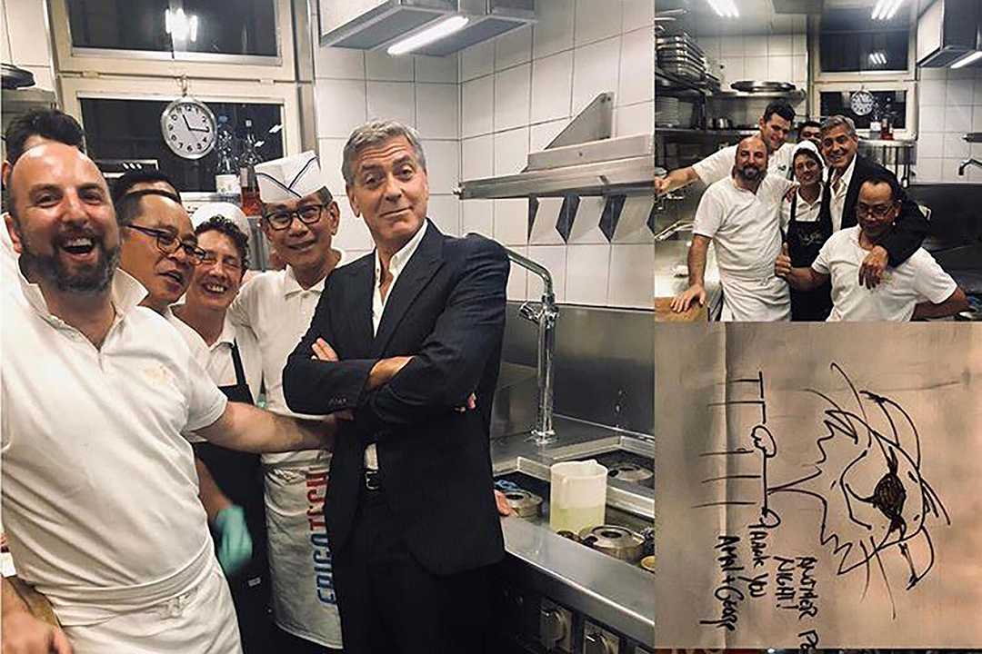 George Clooney a Venezia al ristorante da Ivo in San Marco: va in cucina con gli chef