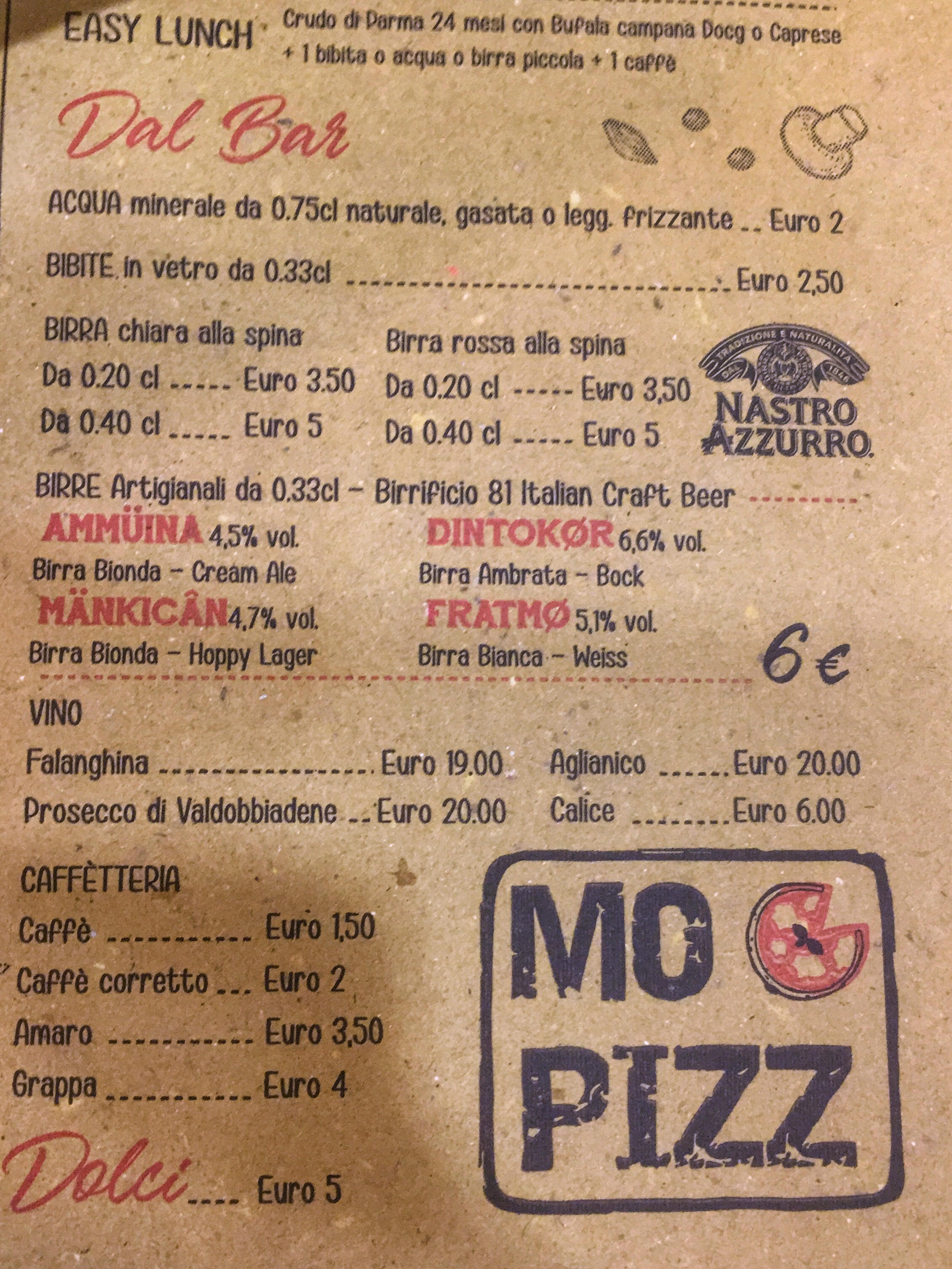 Mo Pizz - Menu Bevande