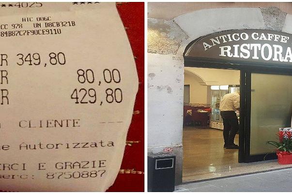 Scontrino choc a Roma: 429,80 euro per due spaghetti al pesce e una bottiglia d’acqua