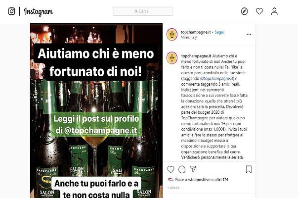 Instagram: il post più triste del 2019 promette beneficenza per vendere Champagne