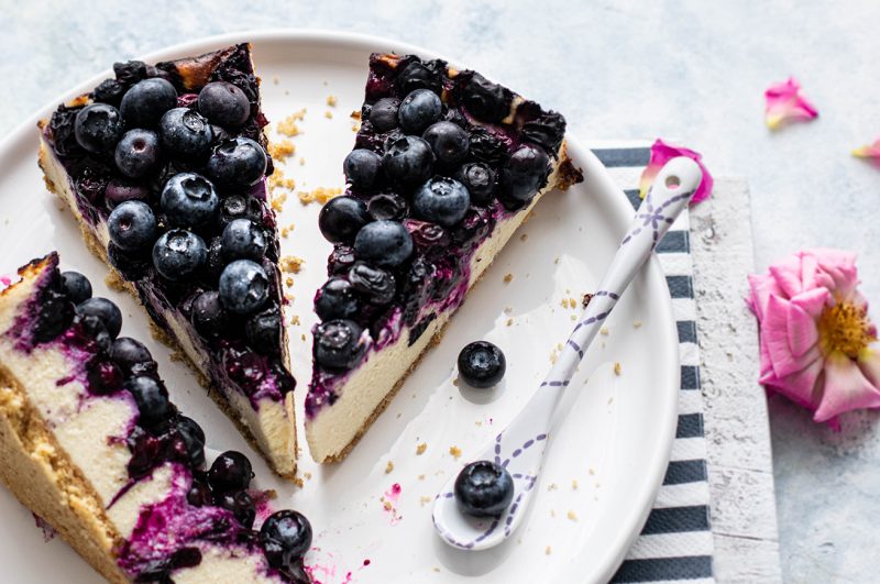 cheesecake con mirtilli