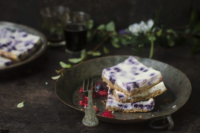 cheesecake con mirtilli