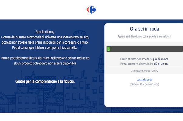 Supermercati: al Carrefour si fa la fila perfino per la spesa online