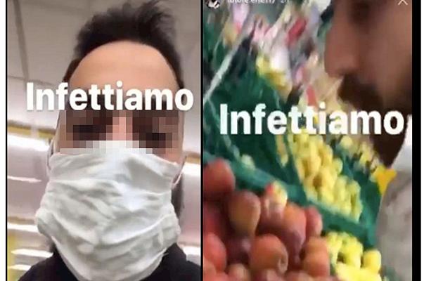 Caserta: in tempi di Coronavirus, si fa un video mentre sputa sulla frutta in un supermercato