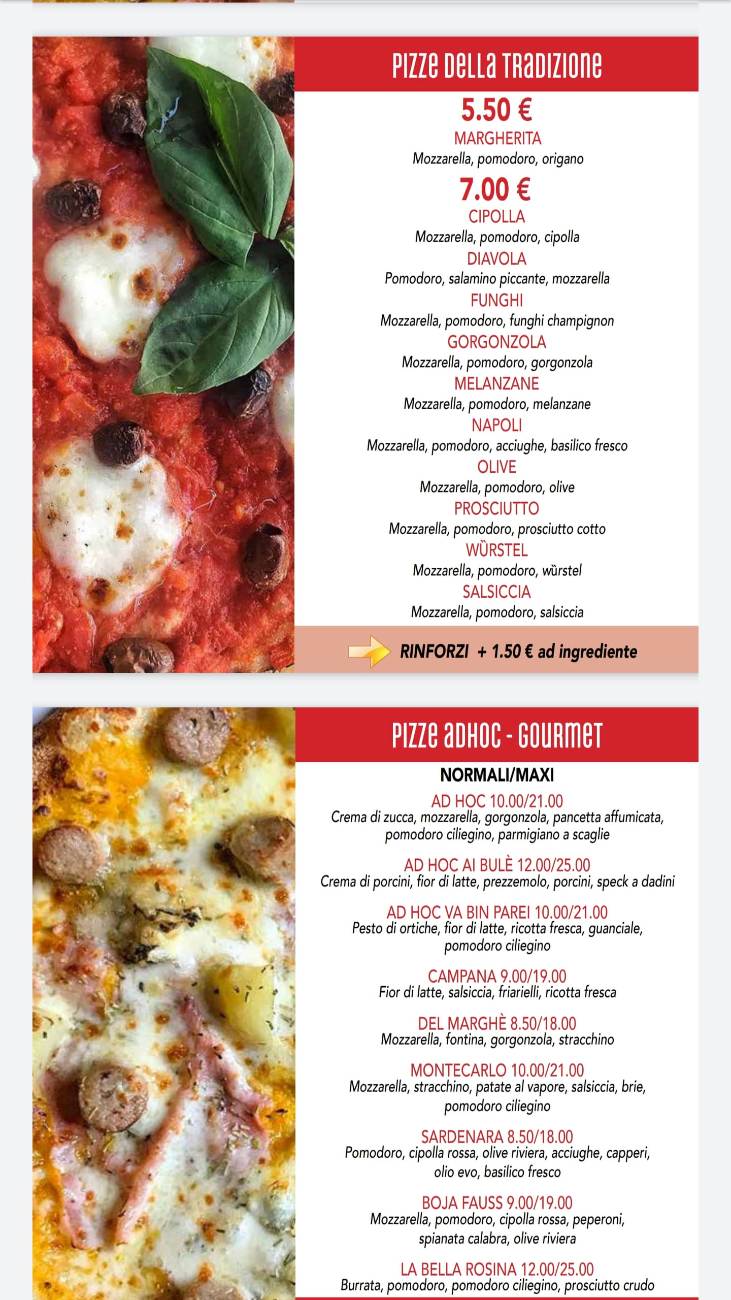 Pizza Ad hoc a Torino: menu