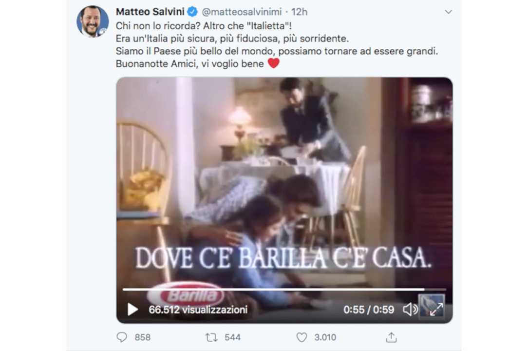 Matteo Salvini in chiave nostalgica: dove c’è Barilla c’è casa