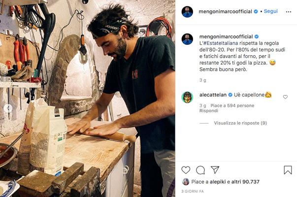 Marco Mengoni fa la pizza su Instagram, Laura Pausini ne ordina una