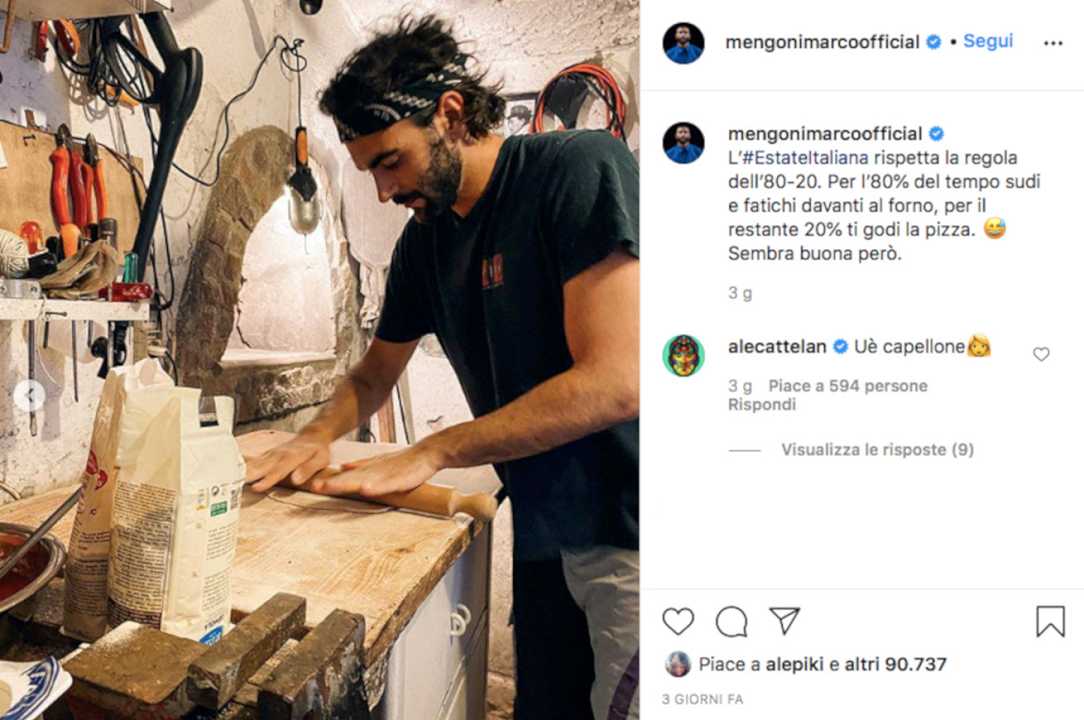 Marco Mengoni fa la pizza su Instagram, Laura Pausini ne ordina una