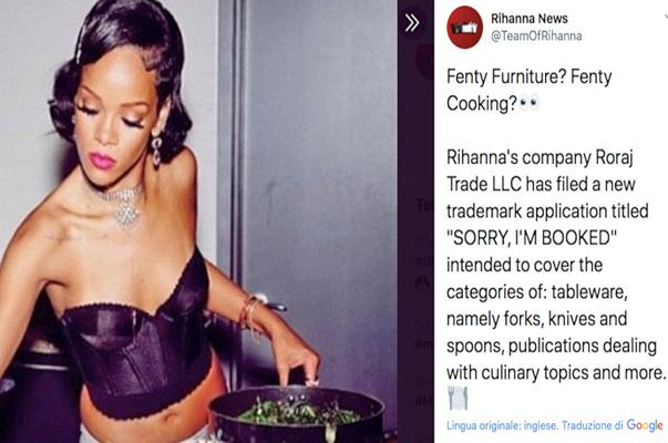 Rihanna pronta a lanciare un libro di ricette e una linea di utensili da cucina