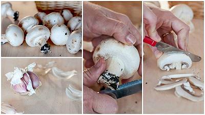 Pulite, tagliate e saltate i funghi