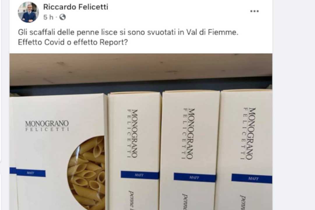 Penne lisce: scaffali vuoti in Val di Fiemme, l’ironia di Riccardo Felicetti