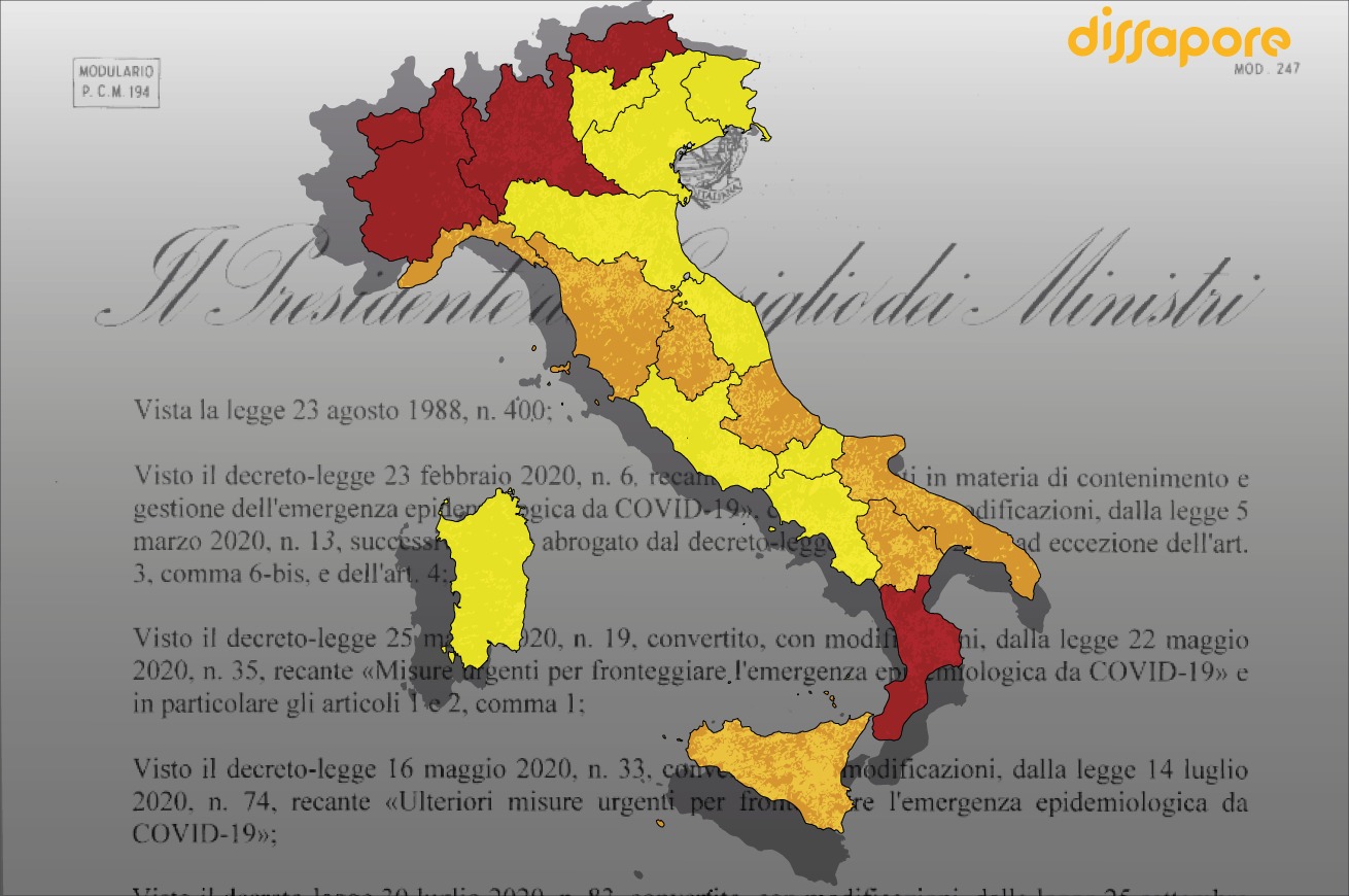 Italia zona gialla rossa e arancione