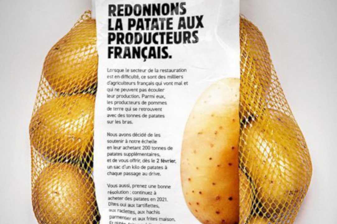 Burger King Francia regala sacchi di patate per sostenere i produttori locali