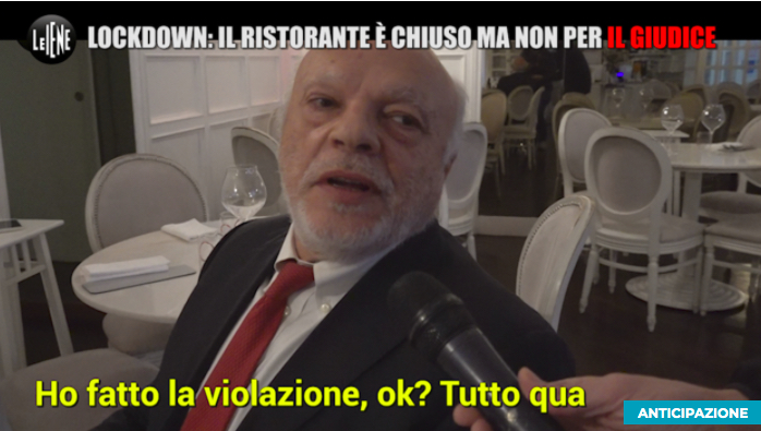 Ristorante di Roma aperto in zona arancione per un giudice: la polemica a Le Iene