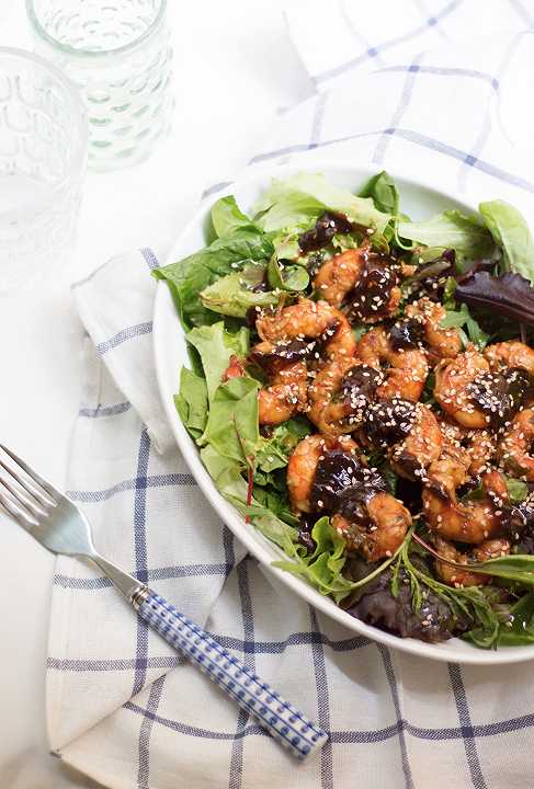 Insalata con gamberi in agrodolce