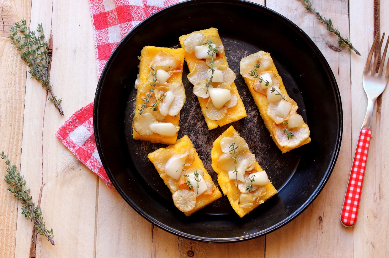 polenta con topinambur e pecorino