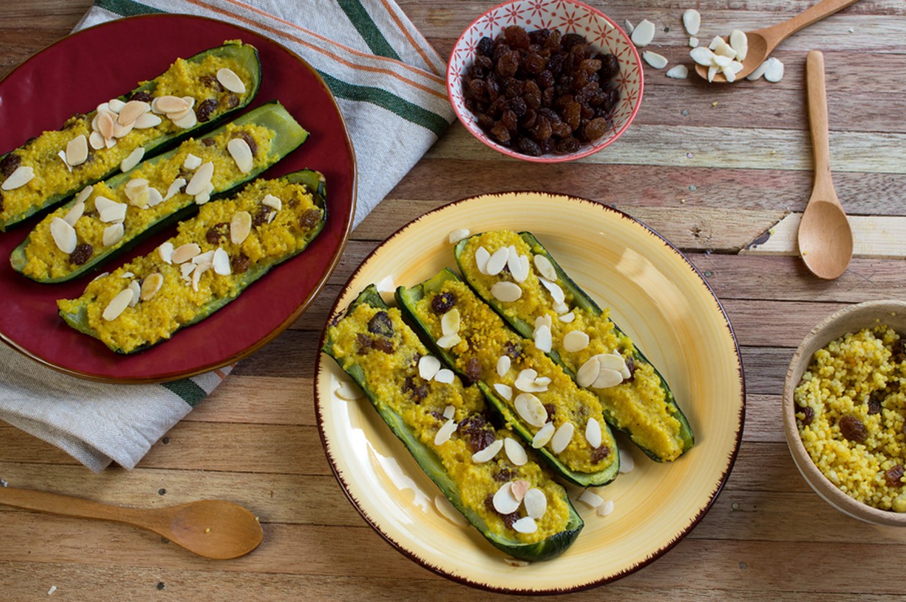 zucchine ripiene con uvetta e cous cous