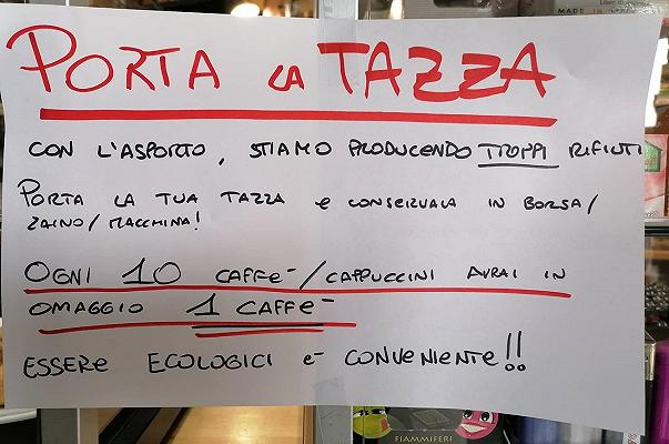 Bar di Villarbasse propone la tazzina da asporto per ridurre i rifiuti