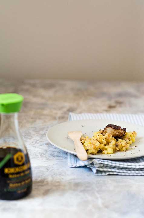 Fregola risottata alle capesante e cacao