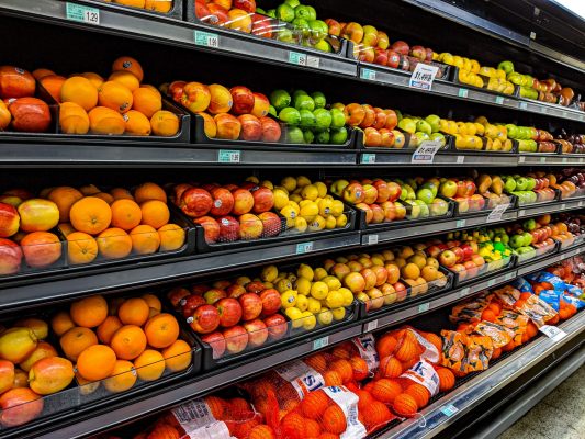 frutta verdura scaffali supermecato